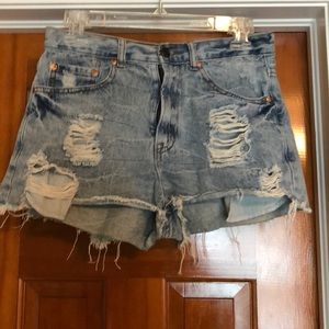 Distressed High Waisted Jean Shorts
